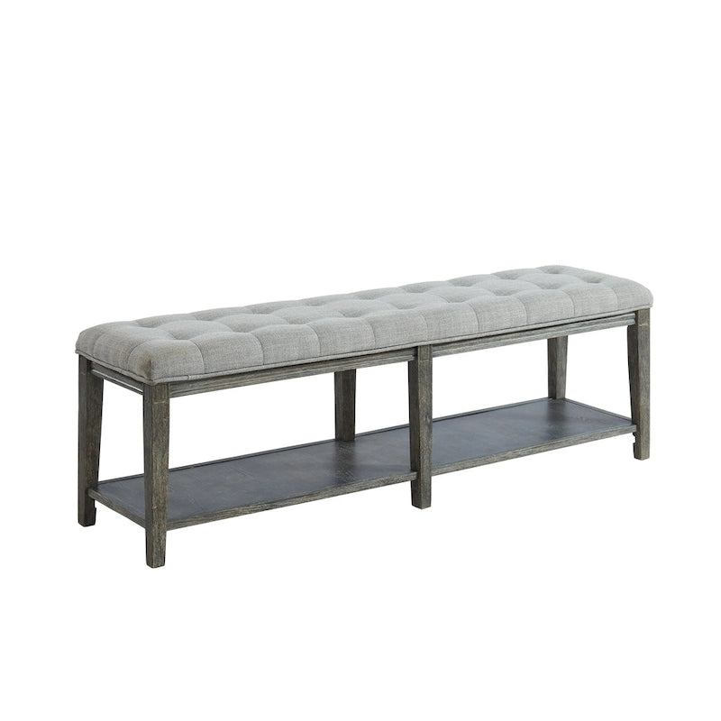 Banc d'entrée rustique en lin capitonné avec rangement