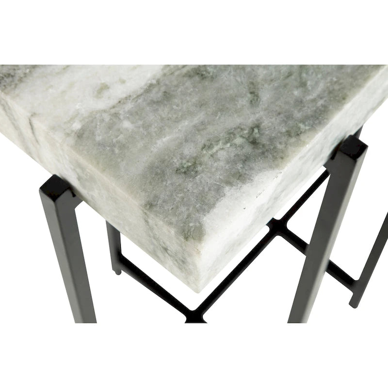 Table d'appoint moderne de 61 cm de haut avec plateau en véritable marbre
