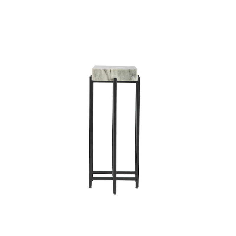 Table d'appoint moderne de 61 cm de haut avec plateau en véritable marbre