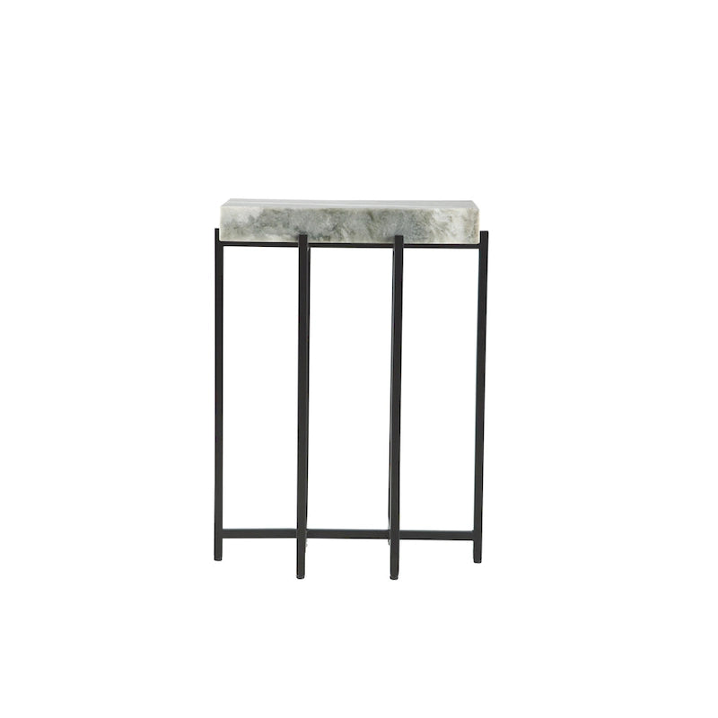 Table d'appoint moderne de 61 cm de haut avec plateau en véritable marbre