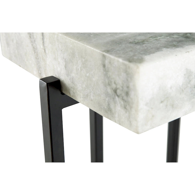 Table d'appoint moderne de 61 cm de haut avec plateau en véritable marbre