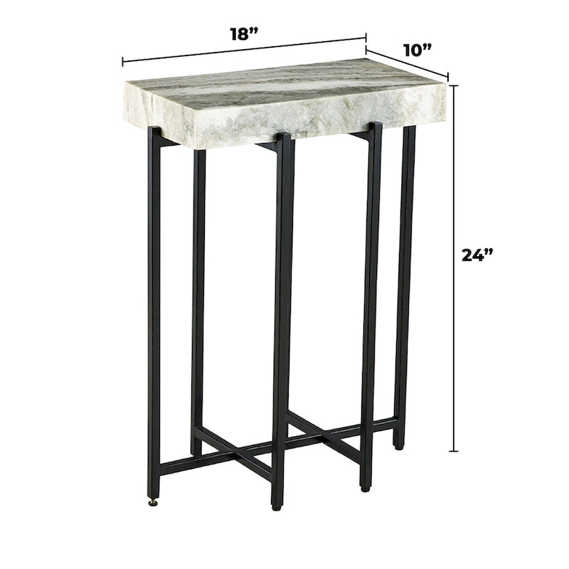 Table d'appoint moderne de 61 cm de haut avec plateau en véritable marbre