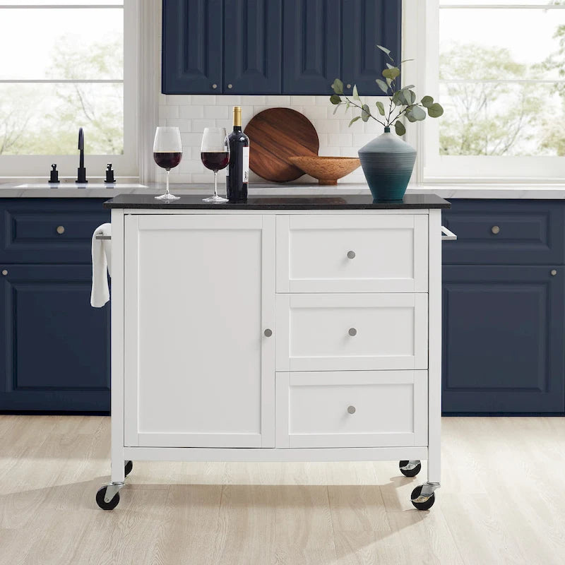 Îlot/Chariot de cuisine avec plateau en granit - 18,13p x 42,13L x 37,5H