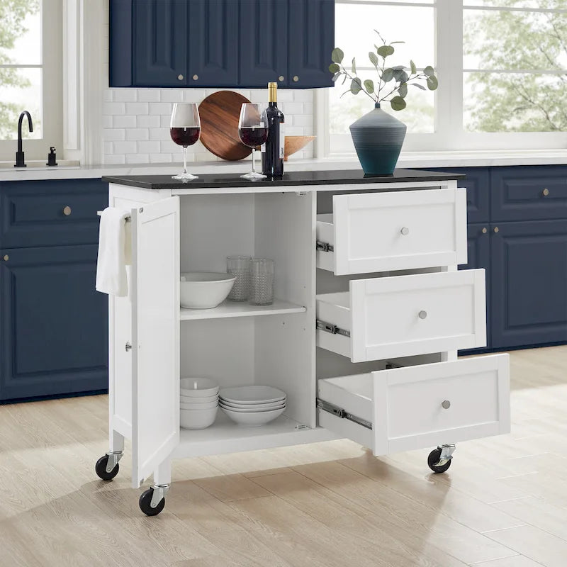 Îlot/Chariot de cuisine avec plateau en granit - 18,13p x 42,13L x 37,5H