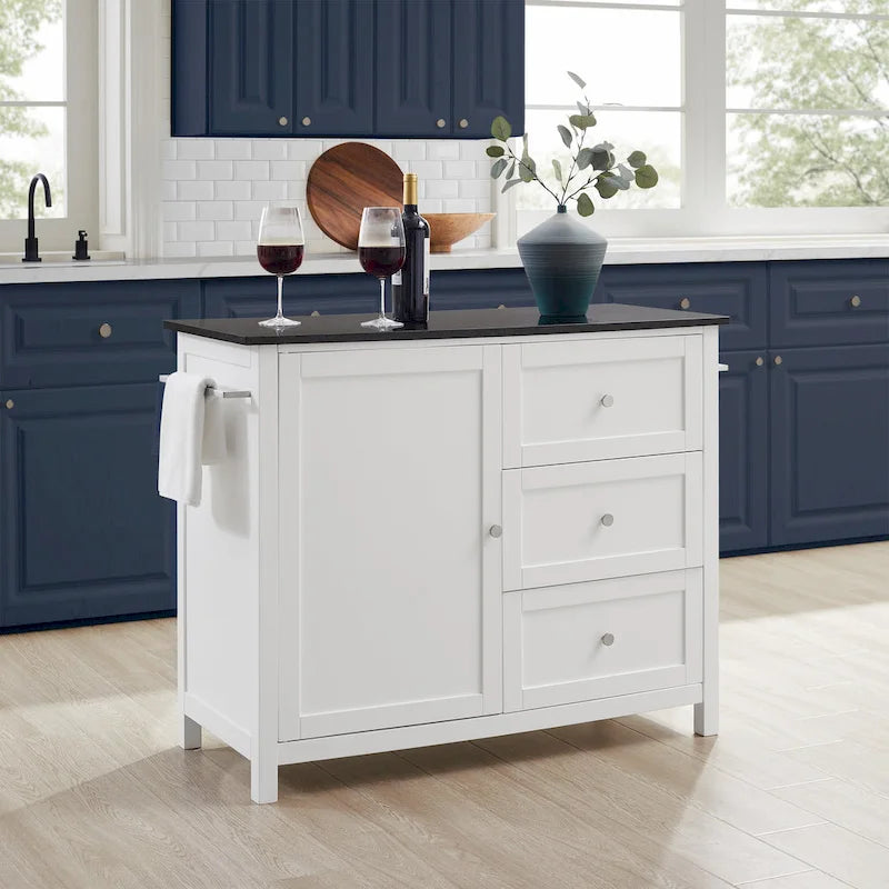Îlot/Chariot de cuisine avec plateau en granit - 18,13p x 42,13L x 37,5H