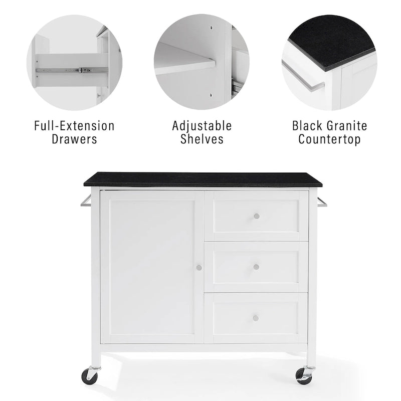 Îlot/Chariot de cuisine avec plateau en granit - 18,13p x 42,13L x 37,5H