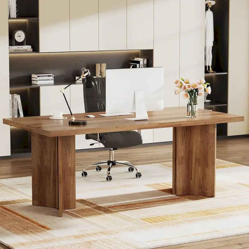 Bureau de direction moderne de 63 pouces Grand bureau d'ordinateur Table d'écriture