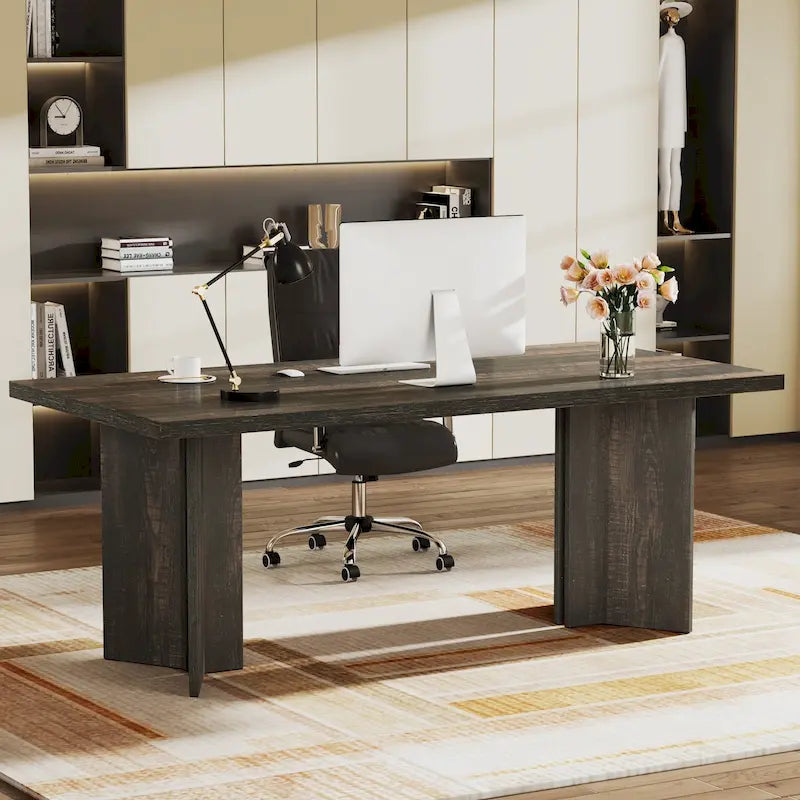 Bureau de direction moderne de 63 pouces Grand bureau d'ordinateur Table d'écriture