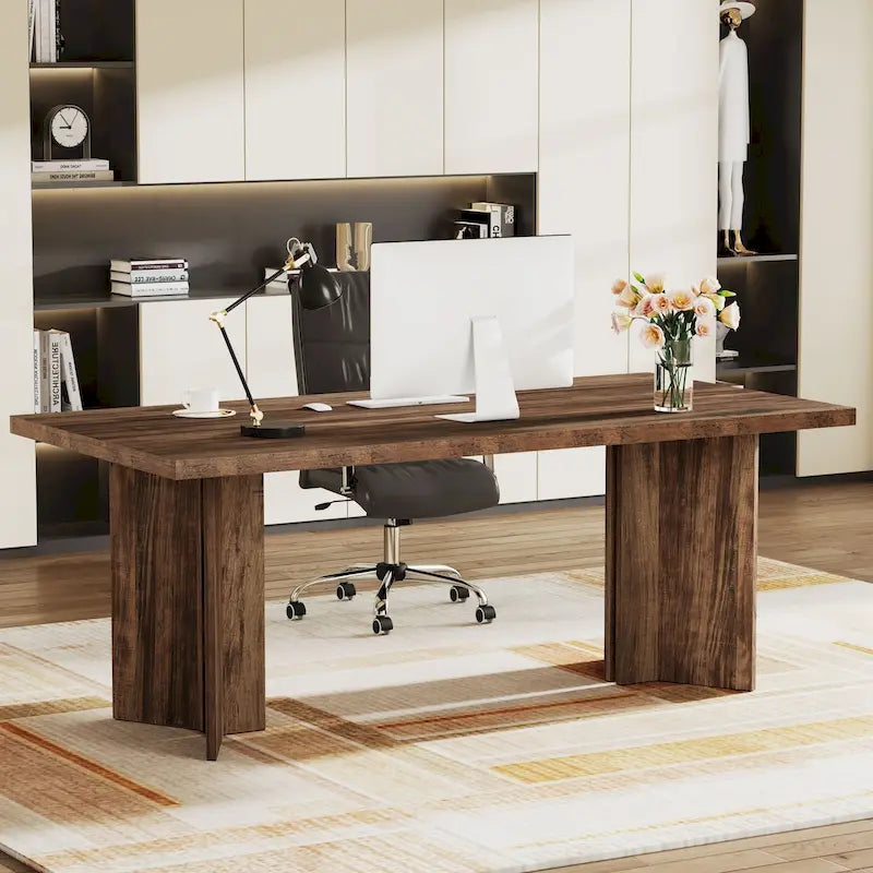 Bureau de direction moderne de 63 pouces Grand bureau d'ordinateur Table d'écriture