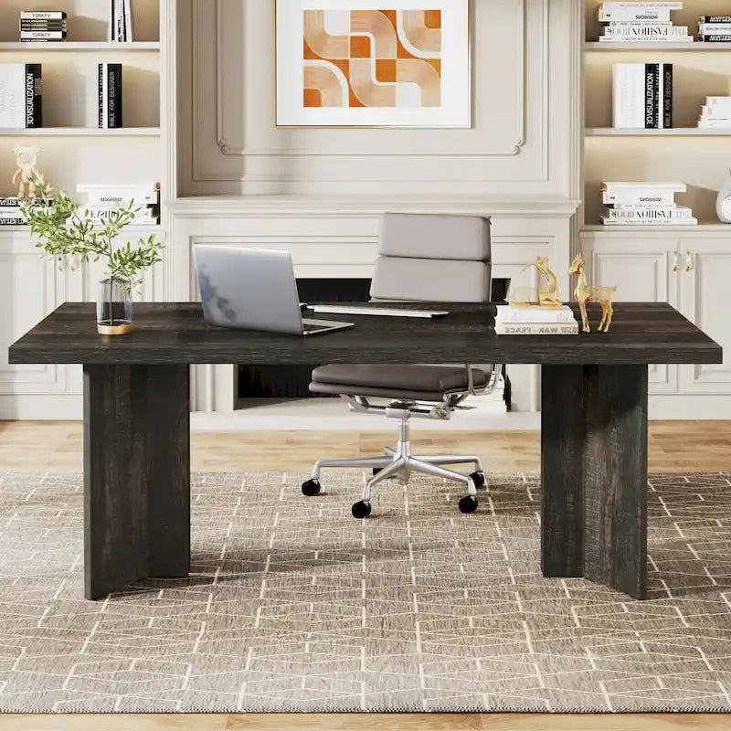 Bureau de direction moderne de 63 pouces Grand bureau d'ordinateur Table d'écriture