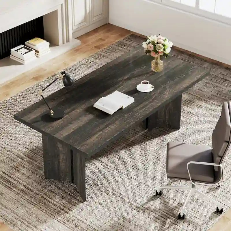 Bureau de direction moderne de 63 pouces Grand bureau d'ordinateur Table d'écriture
