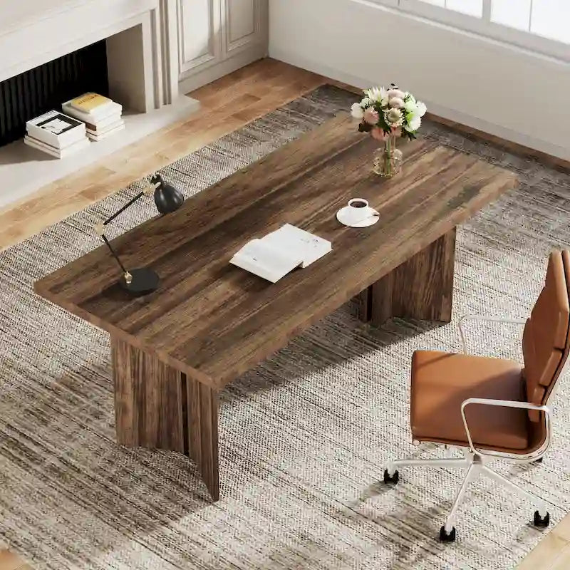 Bureau de direction moderne de 63 pouces Grand bureau d'ordinateur Table d'écriture