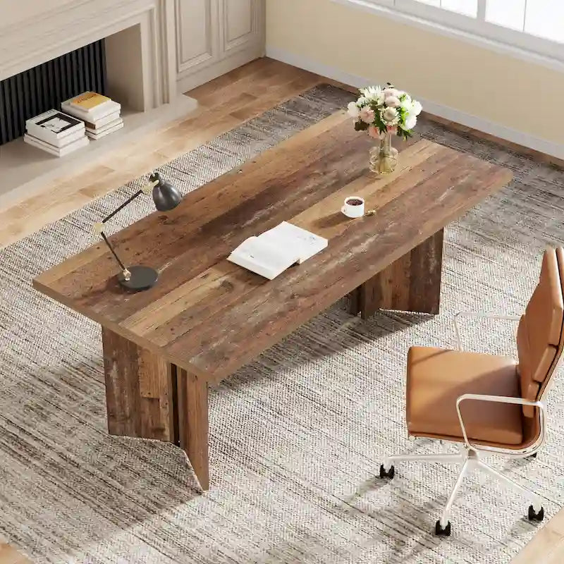 Bureau de direction moderne de 63 pouces Grand bureau d'ordinateur Table d'écriture