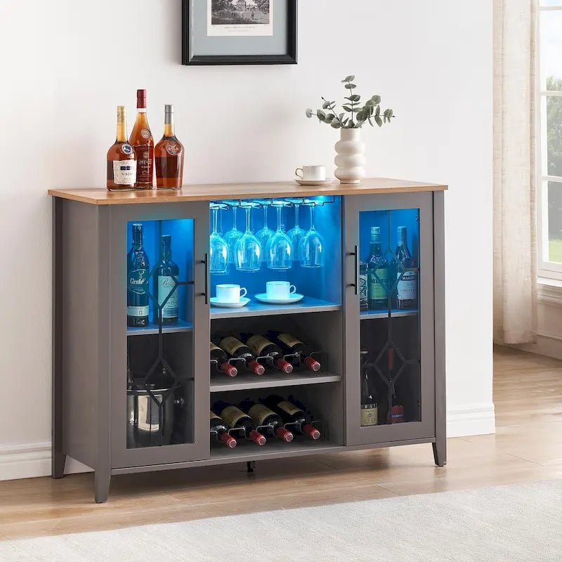 Meuble bar à vin avec éclairage LED - 15,7P x 47,2L x 34,61H