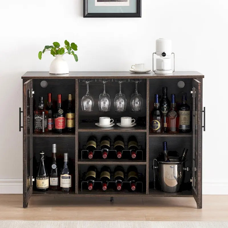 Meuble bar à vin avec éclairage LED - 15,7P x 47,2L x 34,61H