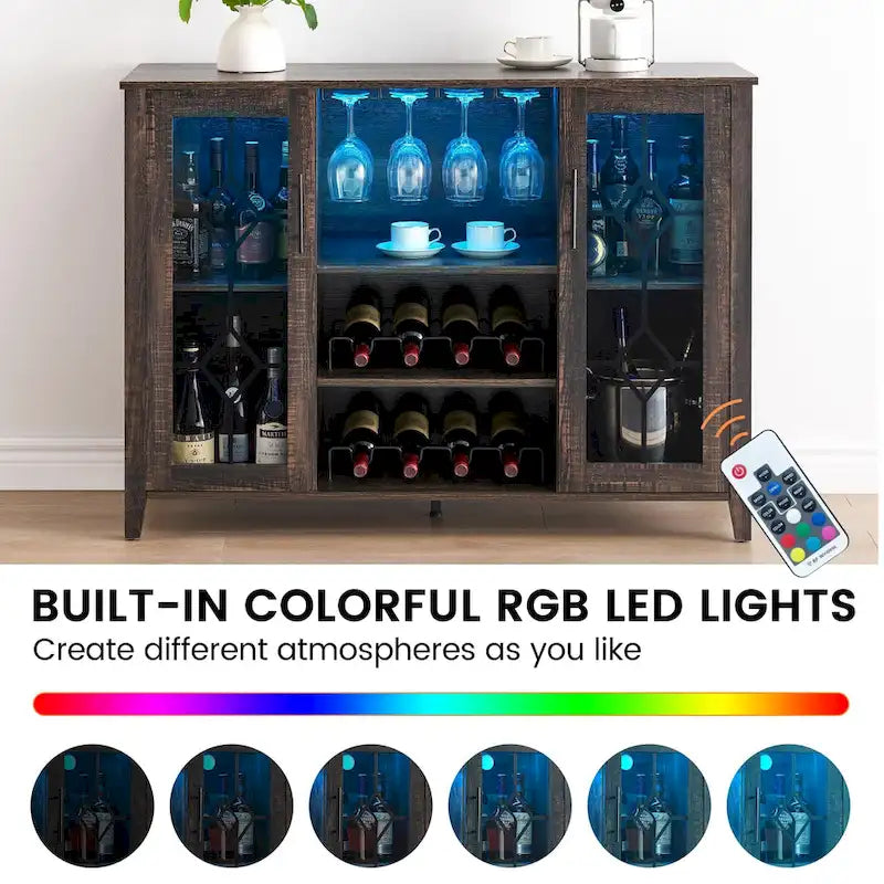 Meuble bar à vin avec éclairage LED - 15,7P x 47,2L x 34,61H