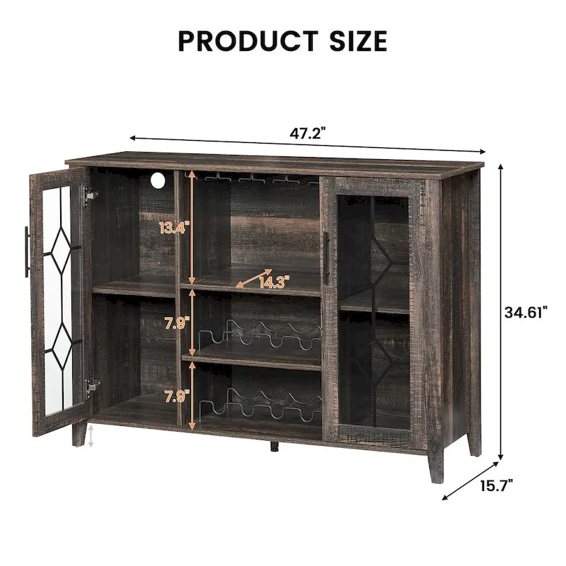 Meuble bar à vin avec éclairage LED - 15,7P x 47,2L x 34,61H