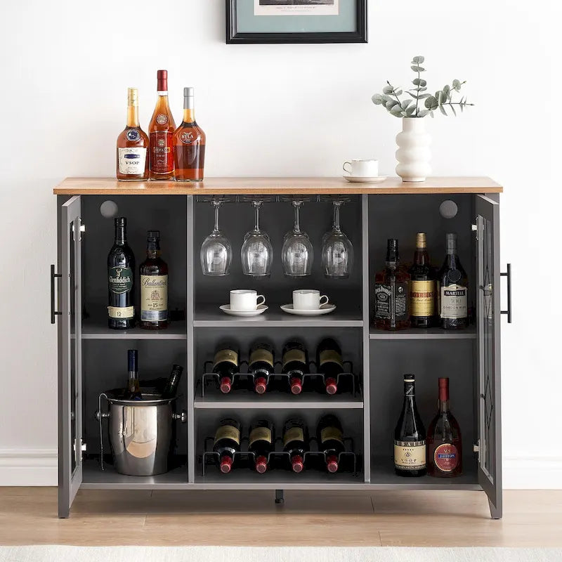 Meuble bar à vin avec éclairage LED - 15,7P x 47,2L x 34,61H