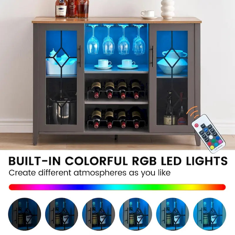 Meuble bar à vin avec éclairage LED - 15,7P x 47,2L x 34,61H