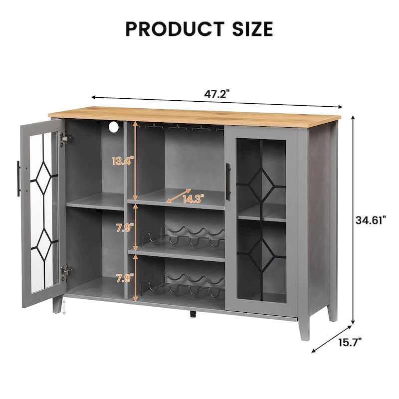 Meuble bar à vin avec éclairage LED - 15,7P x 47,2L x 34,61H