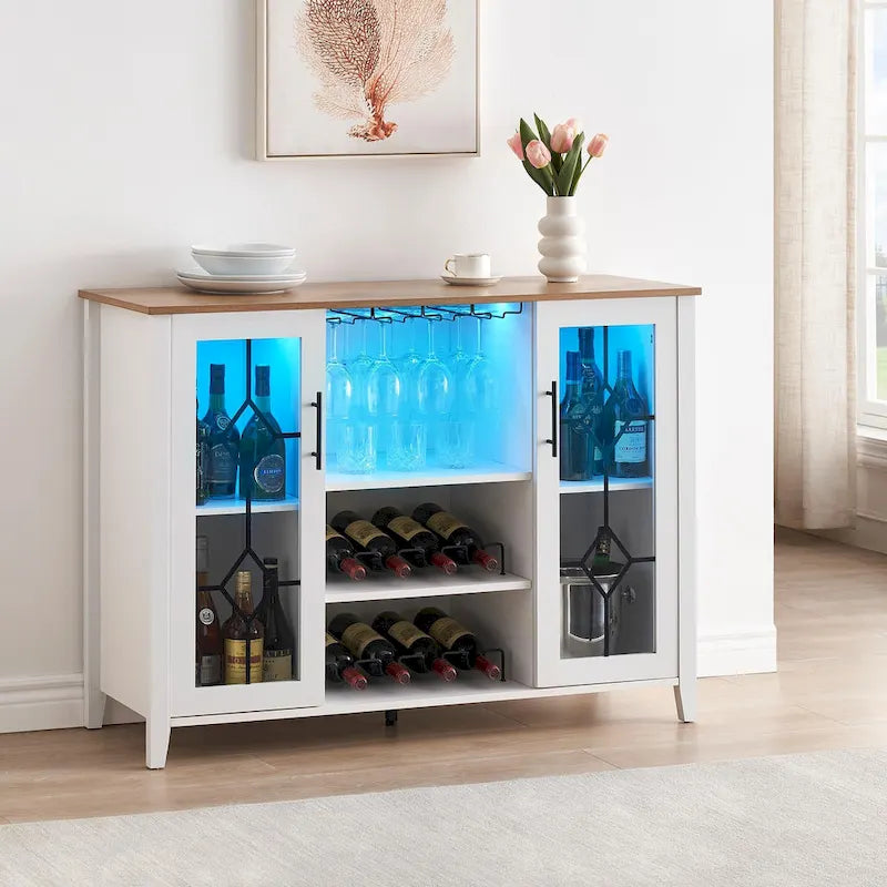 Meuble bar à vin avec éclairage LED - 15,7P x 47,2L x 34,61H