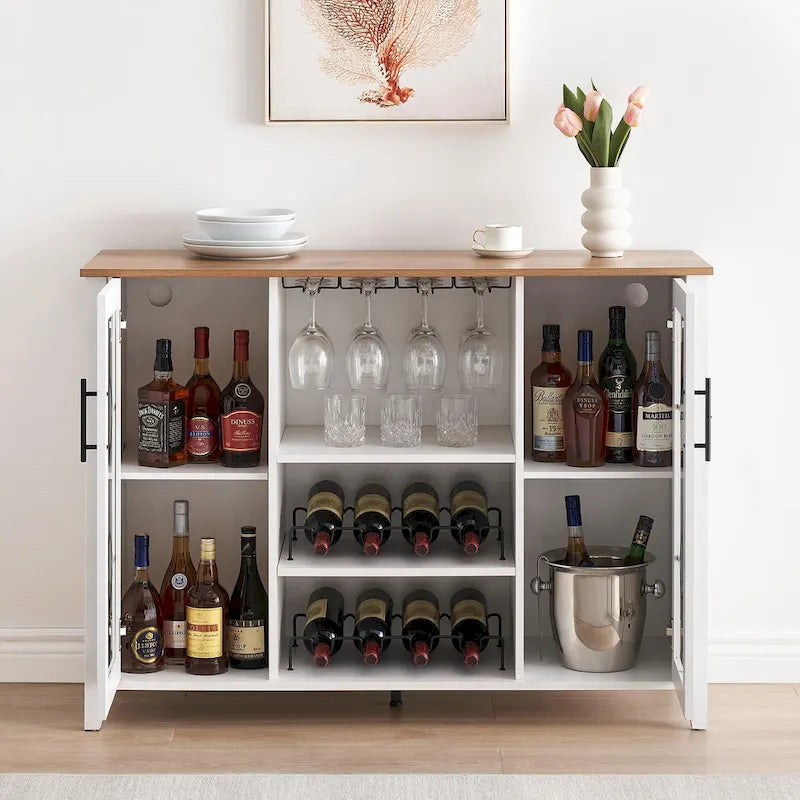 Meuble bar à vin avec éclairage LED - 15,7P x 47,2L x 34,61H