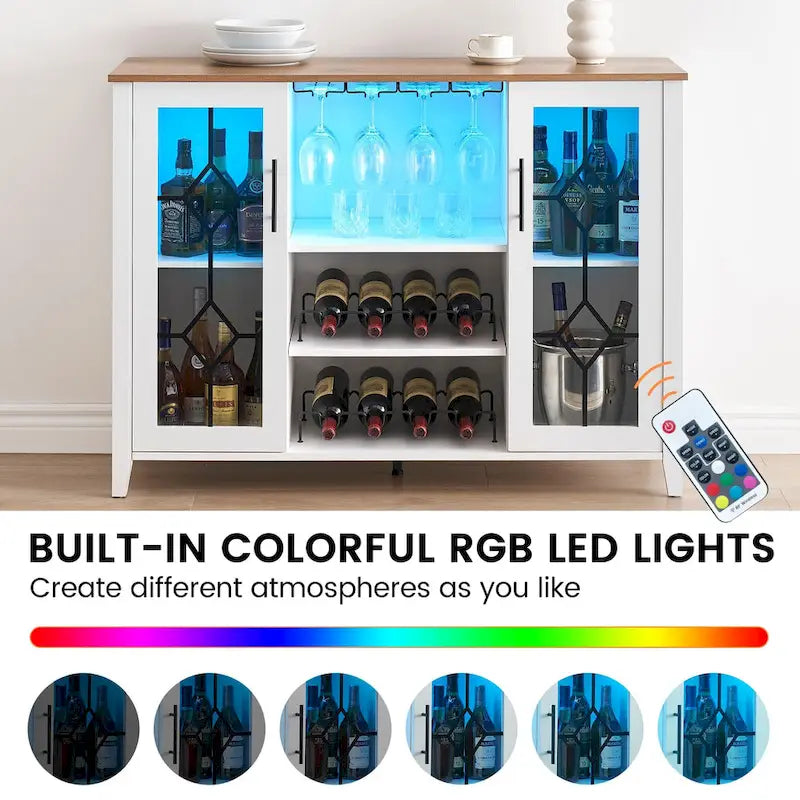 Meuble bar à vin avec éclairage LED - 15,7P x 47,2L x 34,61H