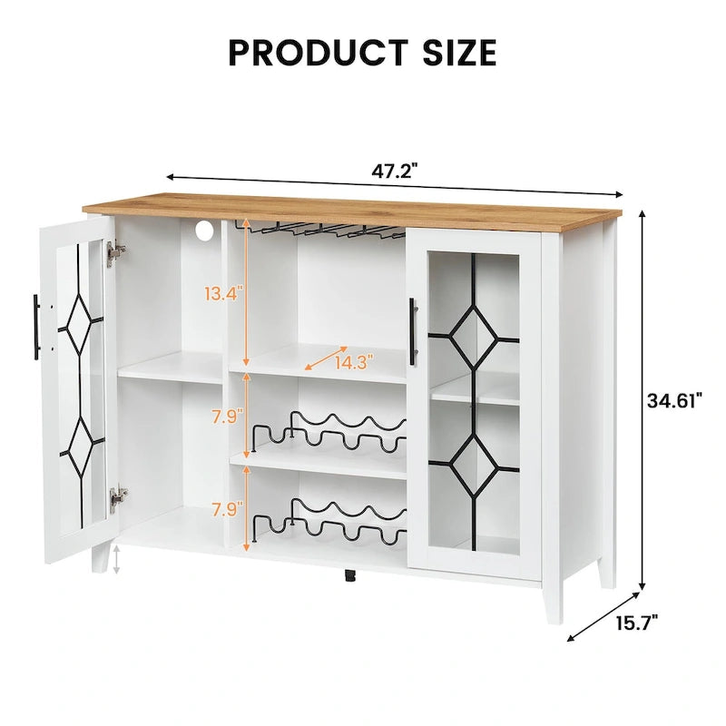 Meuble bar à vin avec éclairage LED - 15,7P x 47,2L x 34,61H