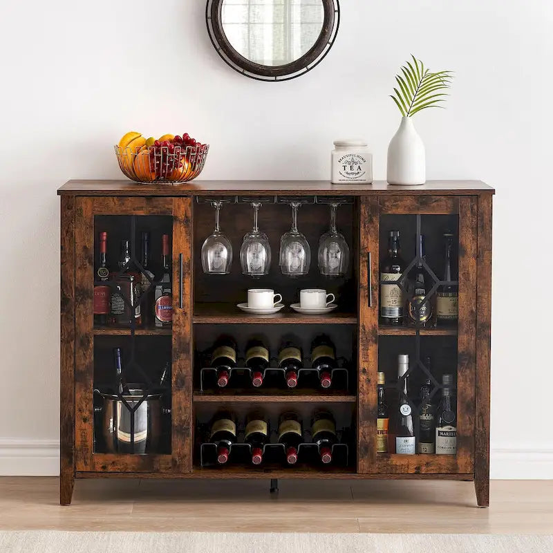 Meuble bar à vin avec éclairage LED - 15,7P x 47,2L x 34,61H