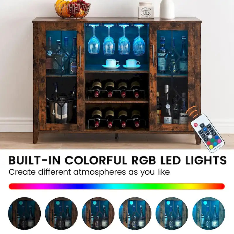 Meuble bar à vin avec éclairage LED - 15,7P x 47,2L x 34,61H