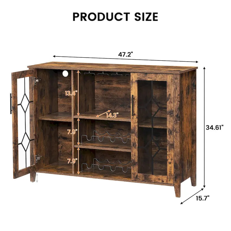 Meuble bar à vin avec éclairage LED - 15,7P x 47,2L x 34,61H