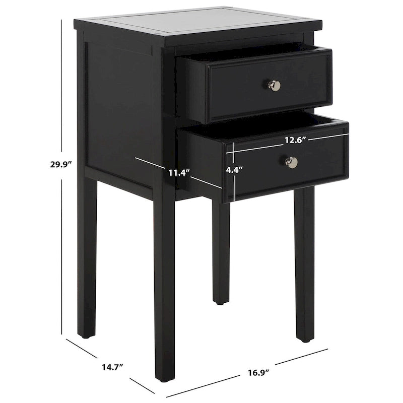 Table de chevet d'appoint à 2 tiroirs (entièrement assemblée) - 16,9 x 14,2 x 29,7 - 17Lx15Px30H