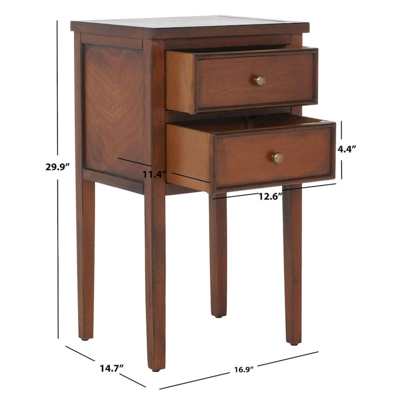 Table de chevet d'appoint à 2 tiroirs (entièrement assemblée) - 16,9 x 14,2 x 29,7 - 17Lx15Px30H