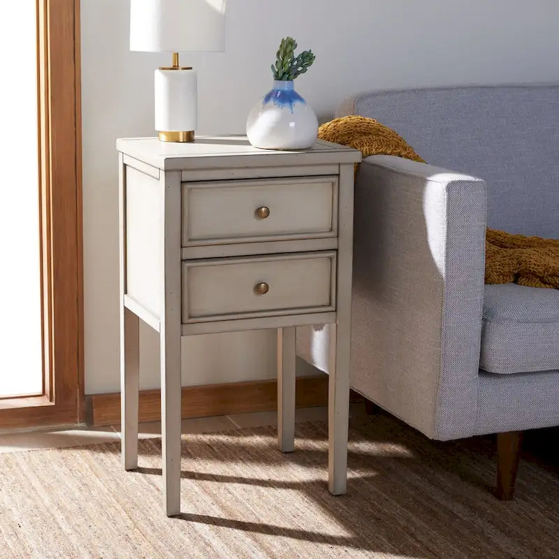 Table de chevet d'appoint à 2 tiroirs (entièrement assemblée) - 16,9 x 14,2 x 29,7 - 17Lx15Px30H