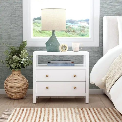 Nora 2-Drawer Wood Wide Nightstand