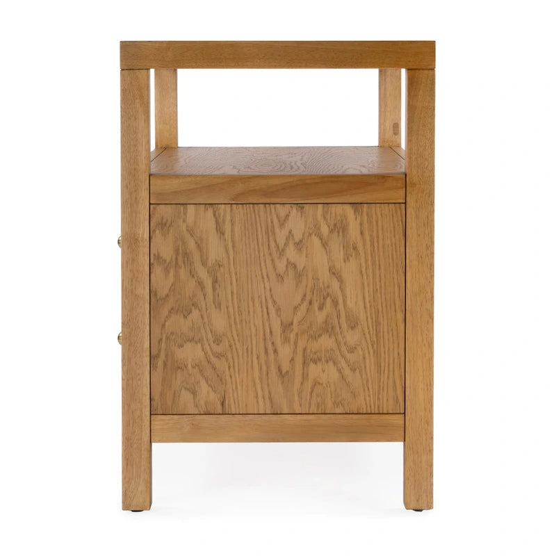 Table de chevet large en bois à 2 tiroirs