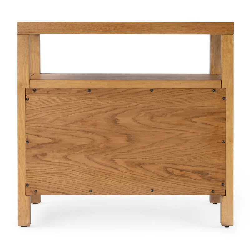 Table de chevet large en bois à 2 tiroirs