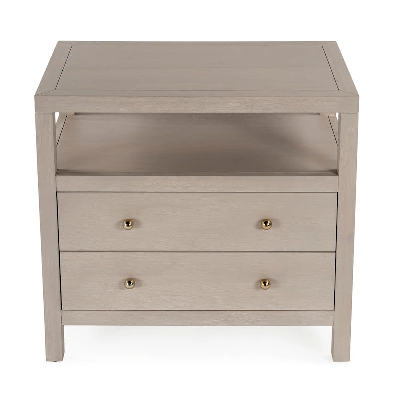 Table de chevet large en bois à 2 tiroirs