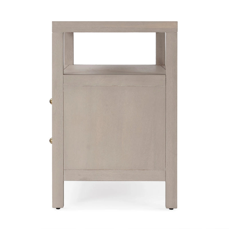 Table de chevet large en bois à 2 tiroirs