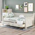 Lit de repos double en bois de style décontracté moderne et rustique avec 2 tiroirs de rangement et une tête de lit
