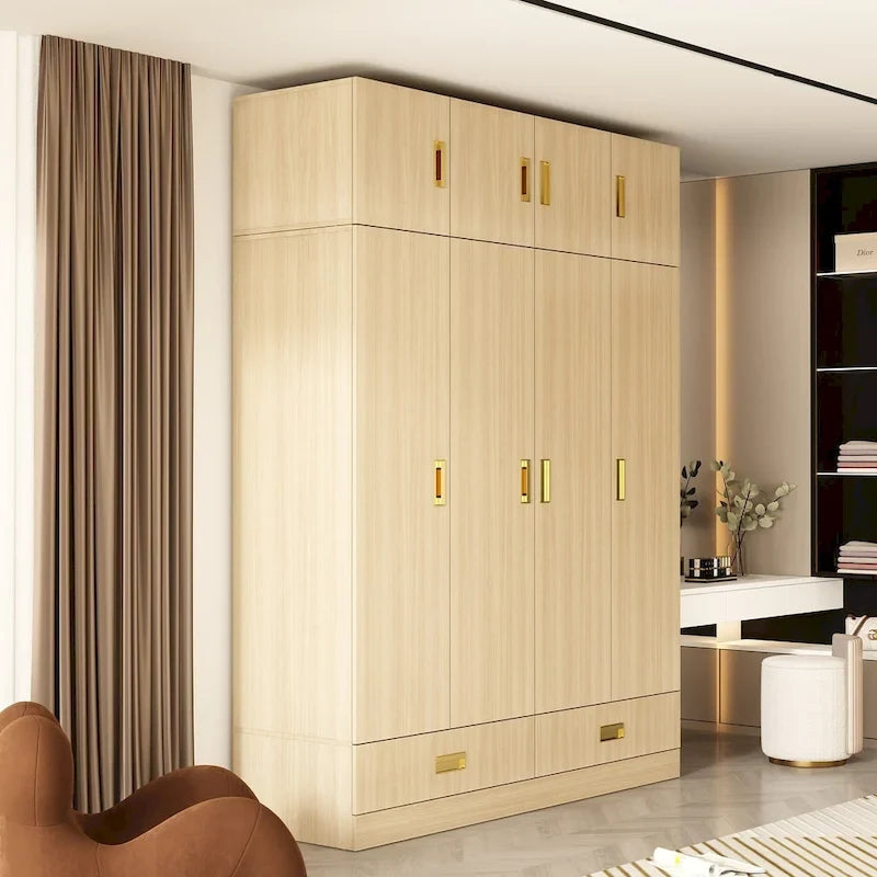 Grande armoire avec armoire supérieure en option, armoire d'appoint pour chambre à coucher
