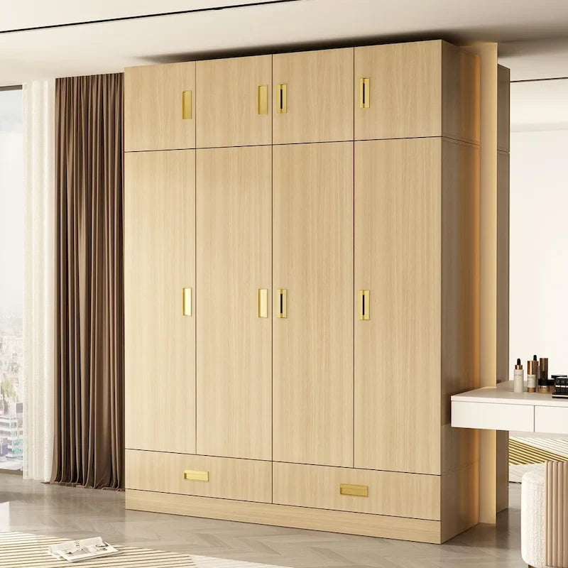 Grande armoire avec armoire supérieure en option, armoire d'appoint pour chambre à coucher