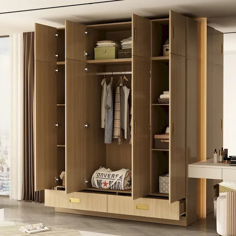 Grande armoire avec armoire supérieure en option, armoire d'appoint pour chambre à coucher