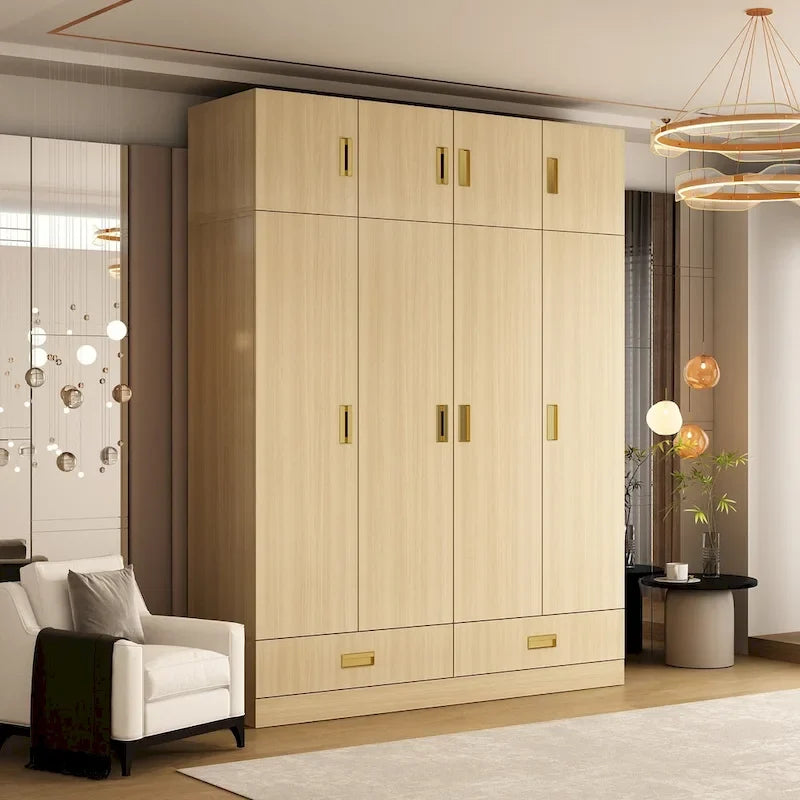 Grande armoire avec armoire supérieure en option, armoire d'appoint pour chambre à coucher