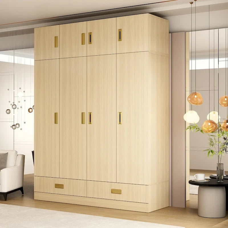 Grande armoire avec armoire supérieure en option, armoire d'appoint pour chambre à coucher