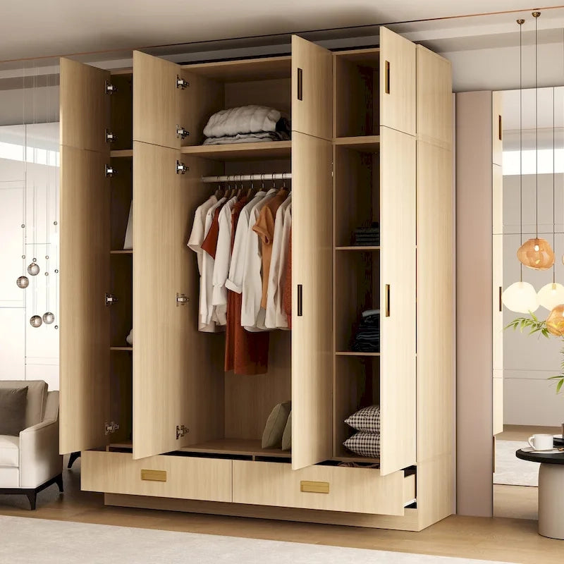 Grande armoire avec armoire supérieure en option, armoire d'appoint pour chambre à coucher