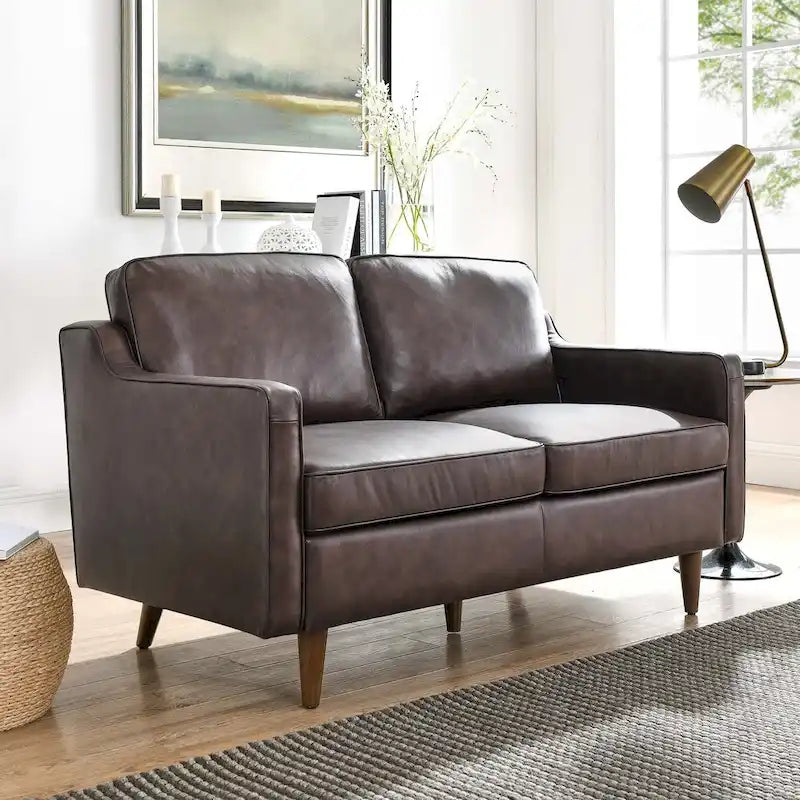 Causeuse en cuir véritable
