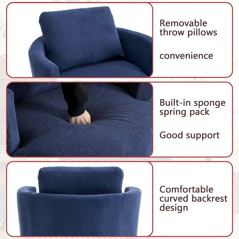 Fauteuil baril pivotant à 360°, canapé rond confortable pour le salon, convient pour la chambre de bébé, l'hôtel, la chambre à coucher, le bureau