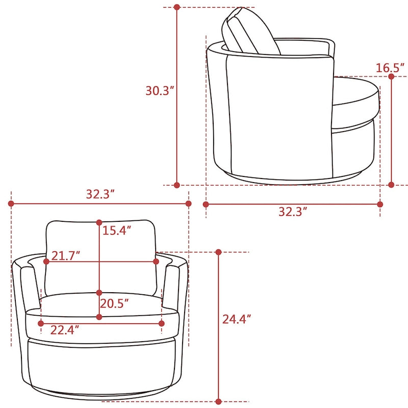 Fauteuil baril pivotant à 360°, canapé rond confortable pour le salon, convient pour la chambre de bébé, l'hôtel, la chambre à coucher, le bureau