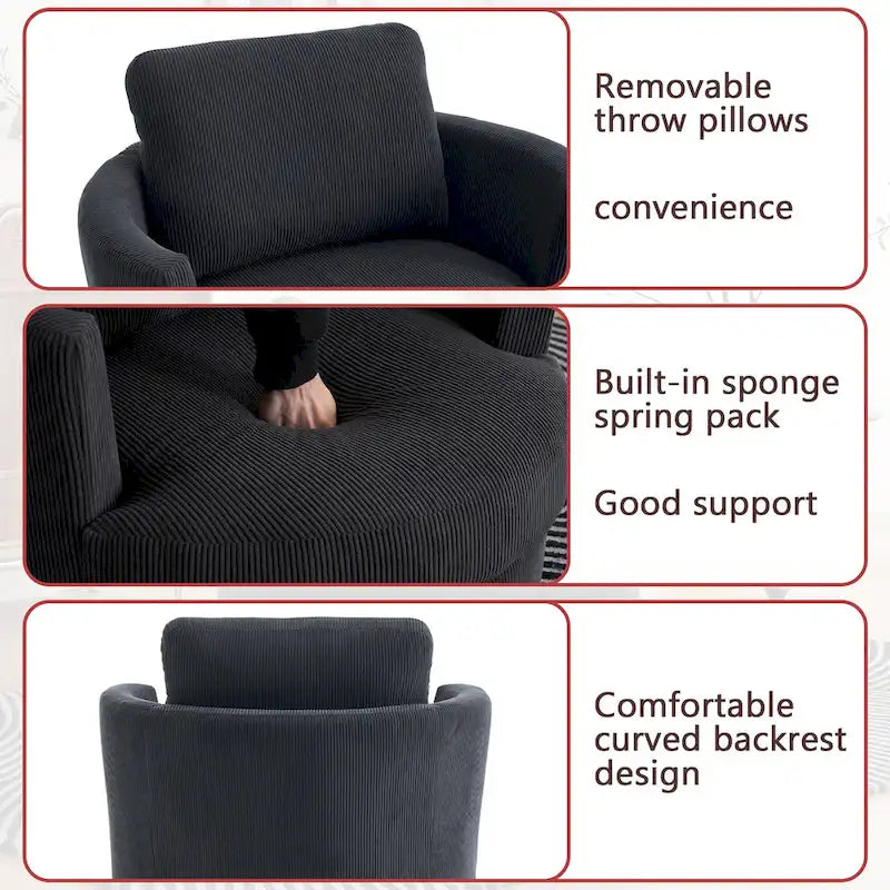 Fauteuil baril pivotant à 360°, canapé rond confortable pour le salon, convient pour la chambre de bébé, l'hôtel, la chambre à coucher, le bureau